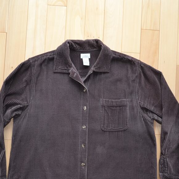 LL Bean Corduroy Button Down Shirt Brown Size Large - Picture 2 of 4